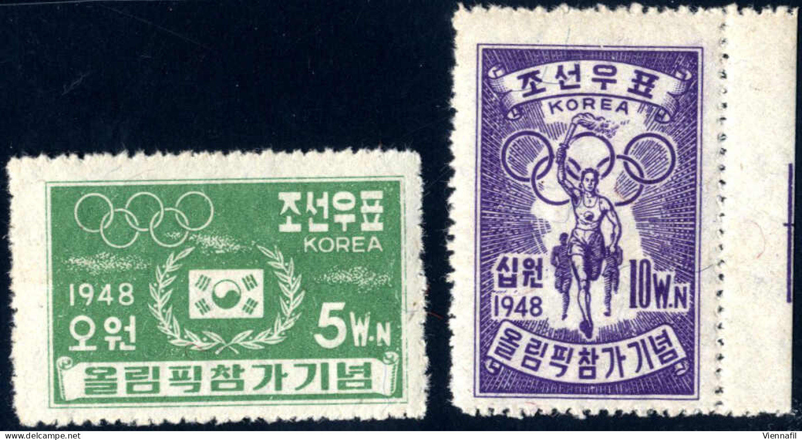 ** 1948, Teilnahme An Den Olympischen Spielen, Komplette Serie 2 Werte Postfrisch, Mi. 34,35 - Korea (...-1945)