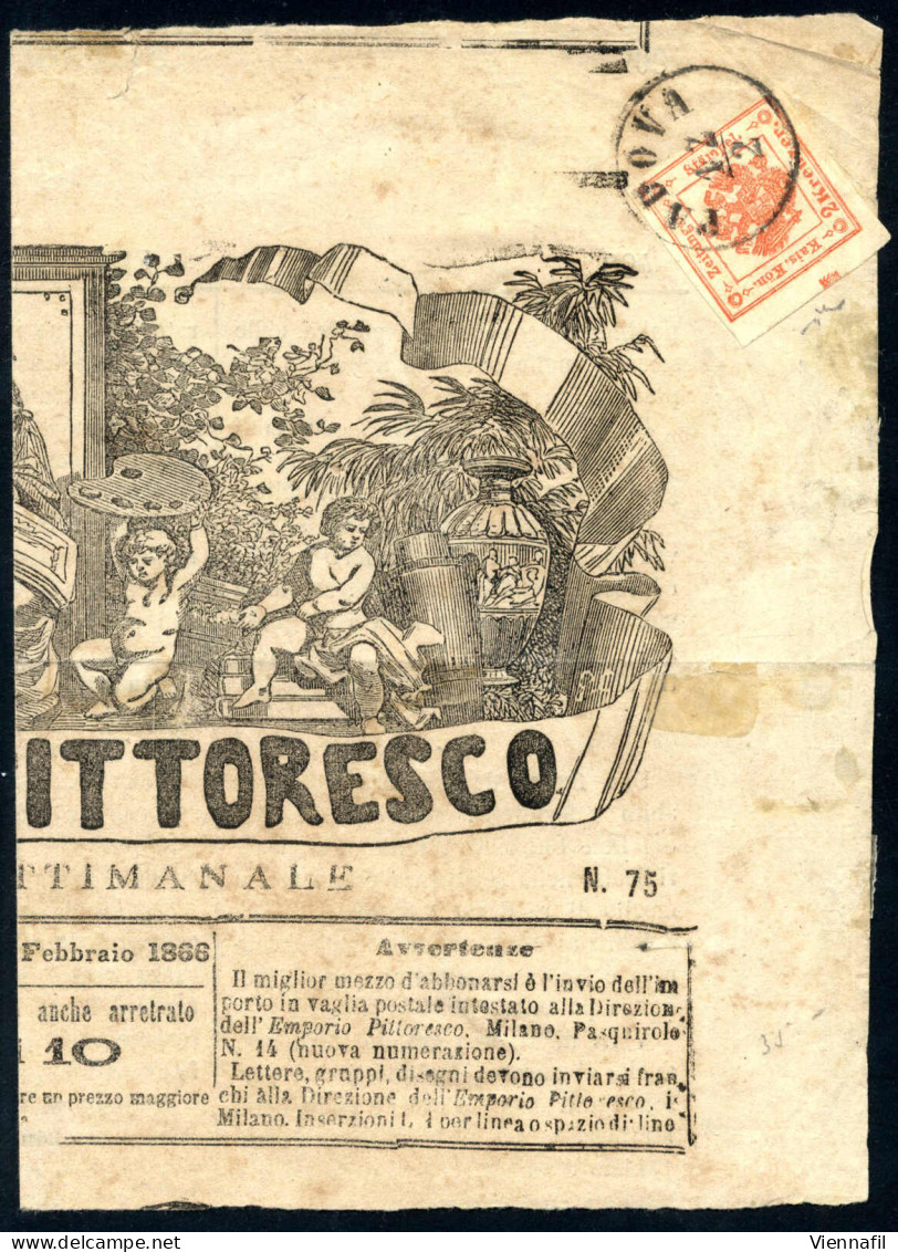 Cover 1866, Giornale Pittorio Pittoresco 4/2 1866 Affrancato Con 2 Kreuzer Vermiglio Con Spazio Tipografico Verticale A  - Lombardo-Vénétie