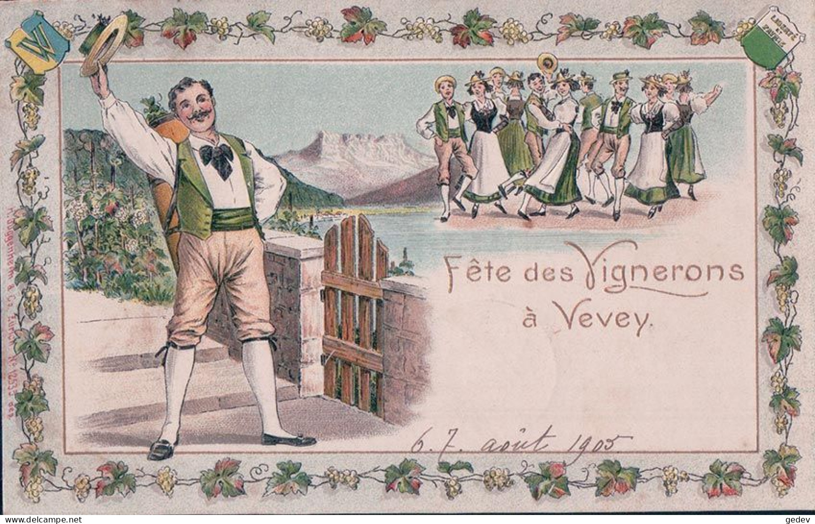 Vevey VD, Fête Des Vignerons 1905, Litho Gaufrée (8.8.1905) - Vevey