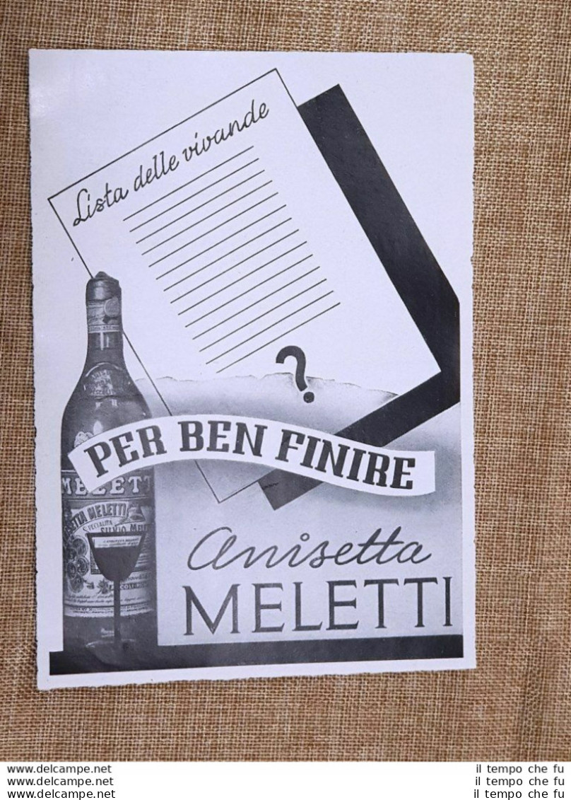 Pubblicità Del 1937 Anisetta Meletti Liquore All'anice Per Ben Finire - Sonstige & Ohne Zuordnung