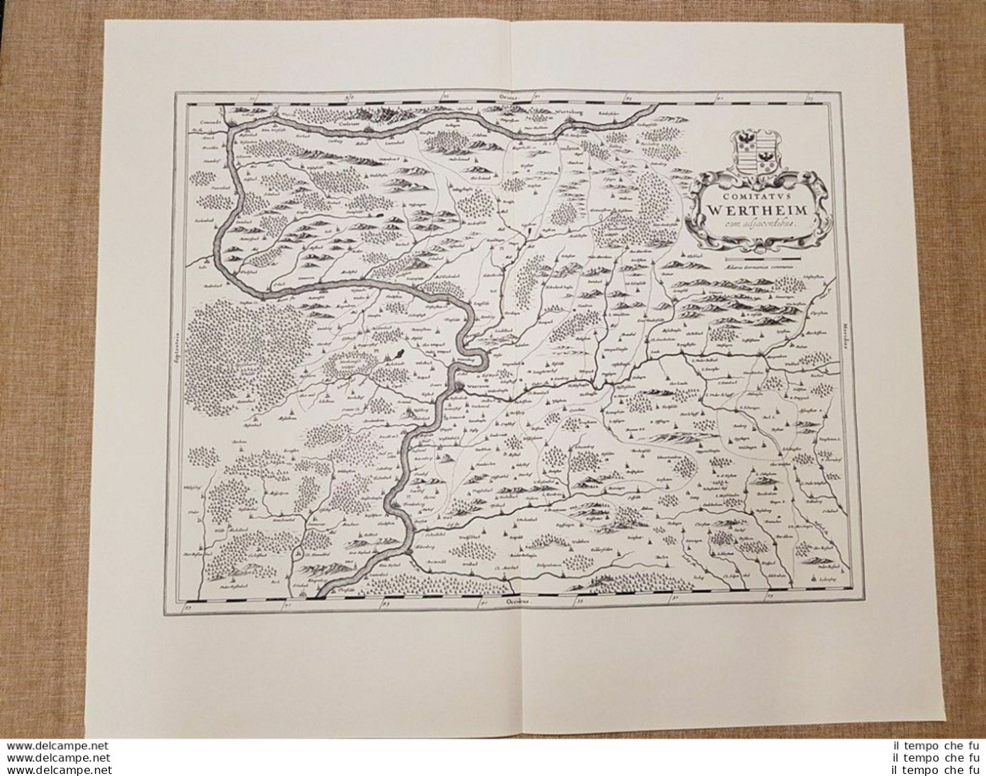 Carta Geografica Mappa Comitatvs Wertheim Germania Anno 1667 Joan Blaeu Ristampa - Carte Geographique