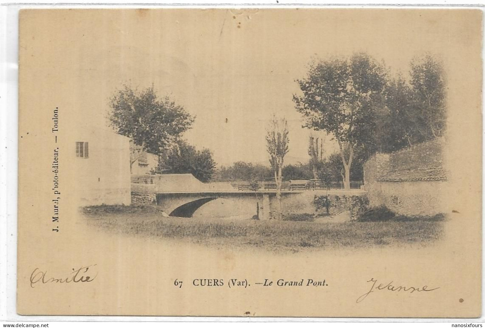 D 83.  CUERS.. LE GRAND PONT CARTE ECRITE AN 1903 - Cuers