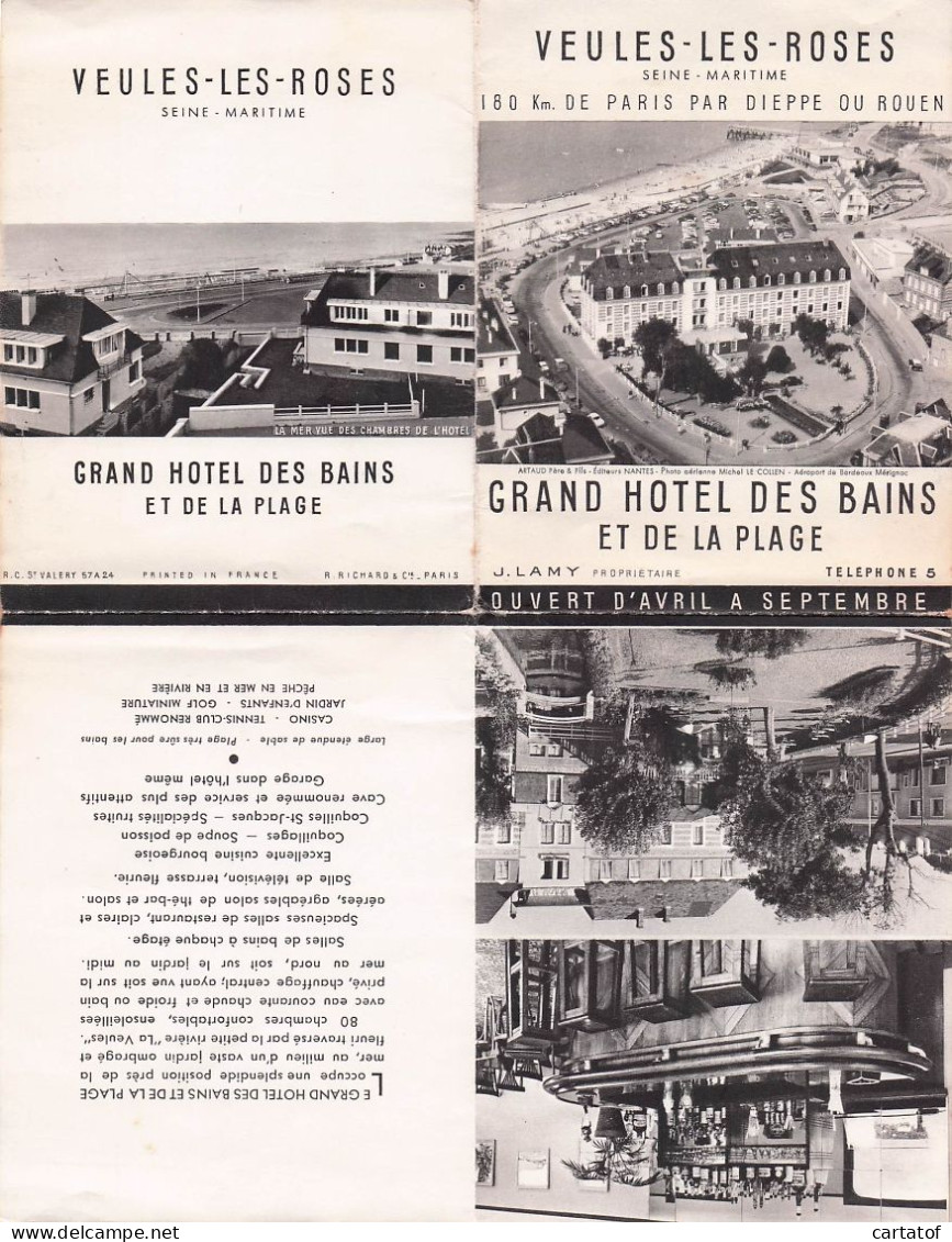 GRAND HOTEL DES BAINS à VEULES LES ROSES - Cartas De Hotels