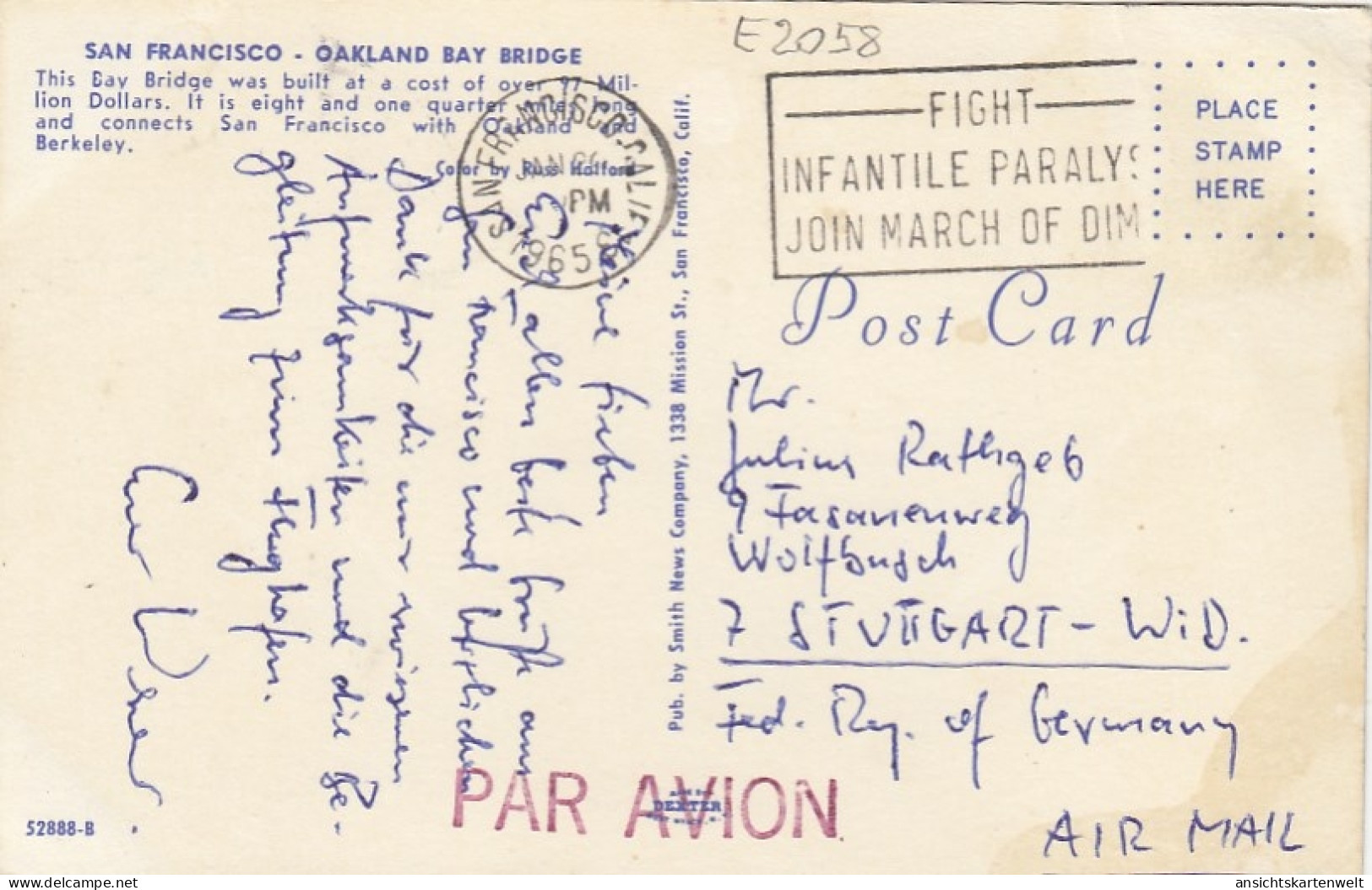 San Francisco, Oakland Bay Bridge Gl1965 #E2058 - Other & Unclassified