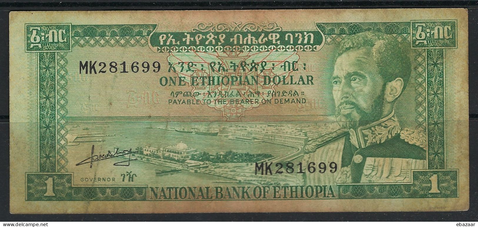 Ethiopia 1966 Banknote 1 Ethiopian Dollar P-25 Circulated - Ethiopie