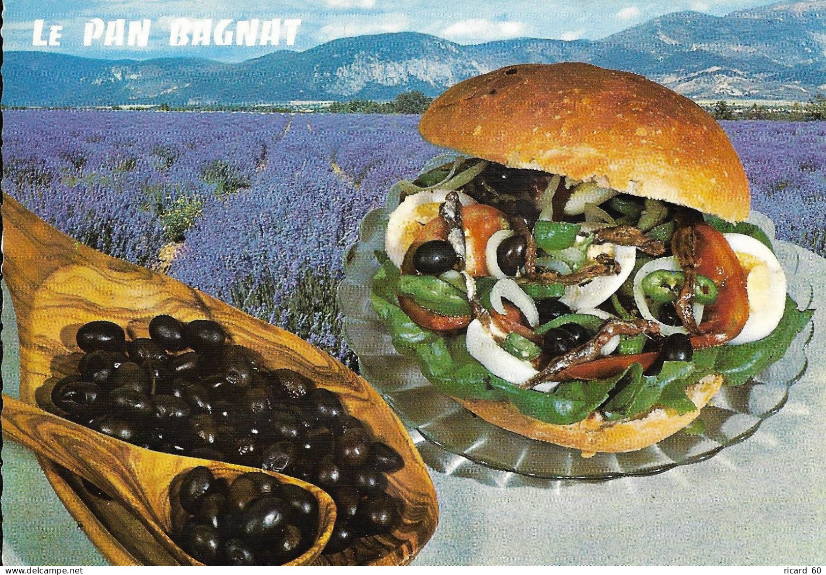 Cpsm Neuve Gastronomie Française, Recette Provençale, Le Pan Bagnat, Olives, Lavande - Recettes (cuisine)