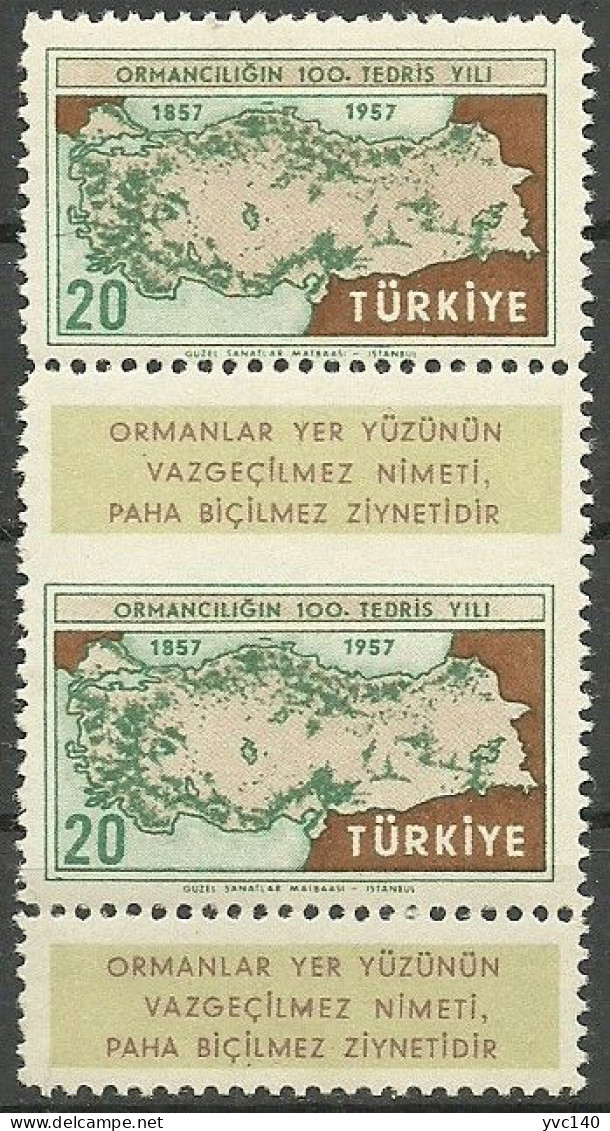 Turkey; 1957 Centenary Of The Instruction Of Forestry In Turkey ERROR "Imperf. Edge" - Neufs