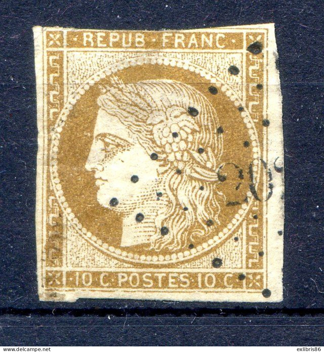 060524 TIMBRE FRANCE N°1 Bistre Jaune , 1 Marge Courte , Charnière Forte Cote 365€ - 1849-1850 Ceres