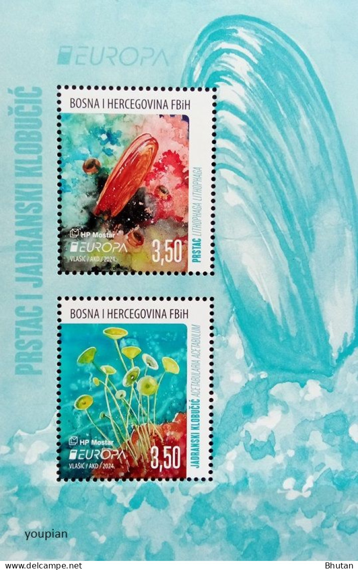 Bosnia And Herzegovina (Mostar) 2024, Europa - Underwater Flora And Fauna, MNH S/S - Bosnien-Herzegowina