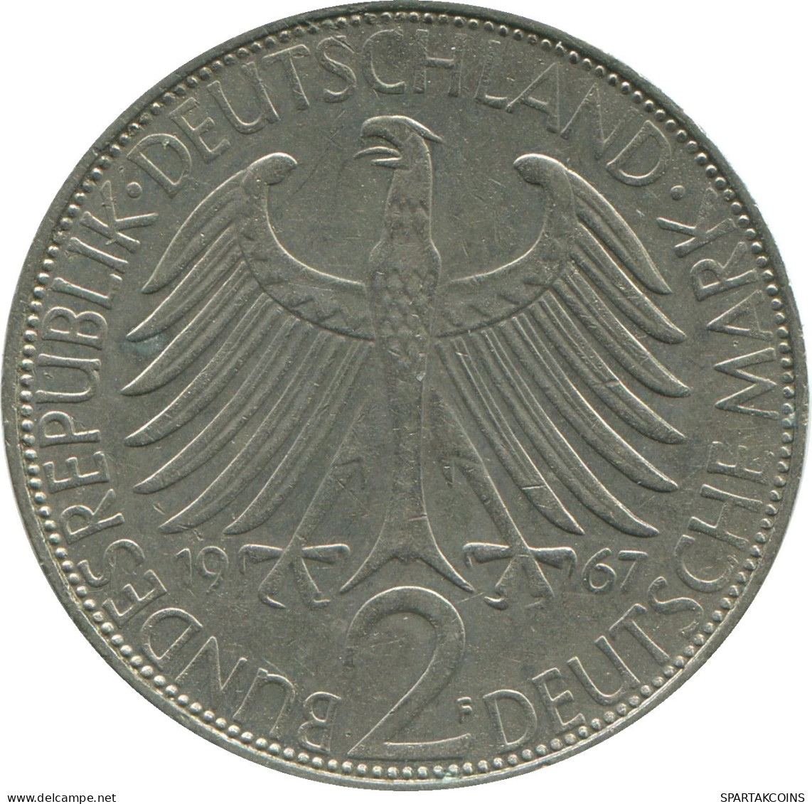 2 DM 1967 F M.Planck WEST & UNIFIED GERMANY Coin #DE10354.5.U.A - 2 Mark