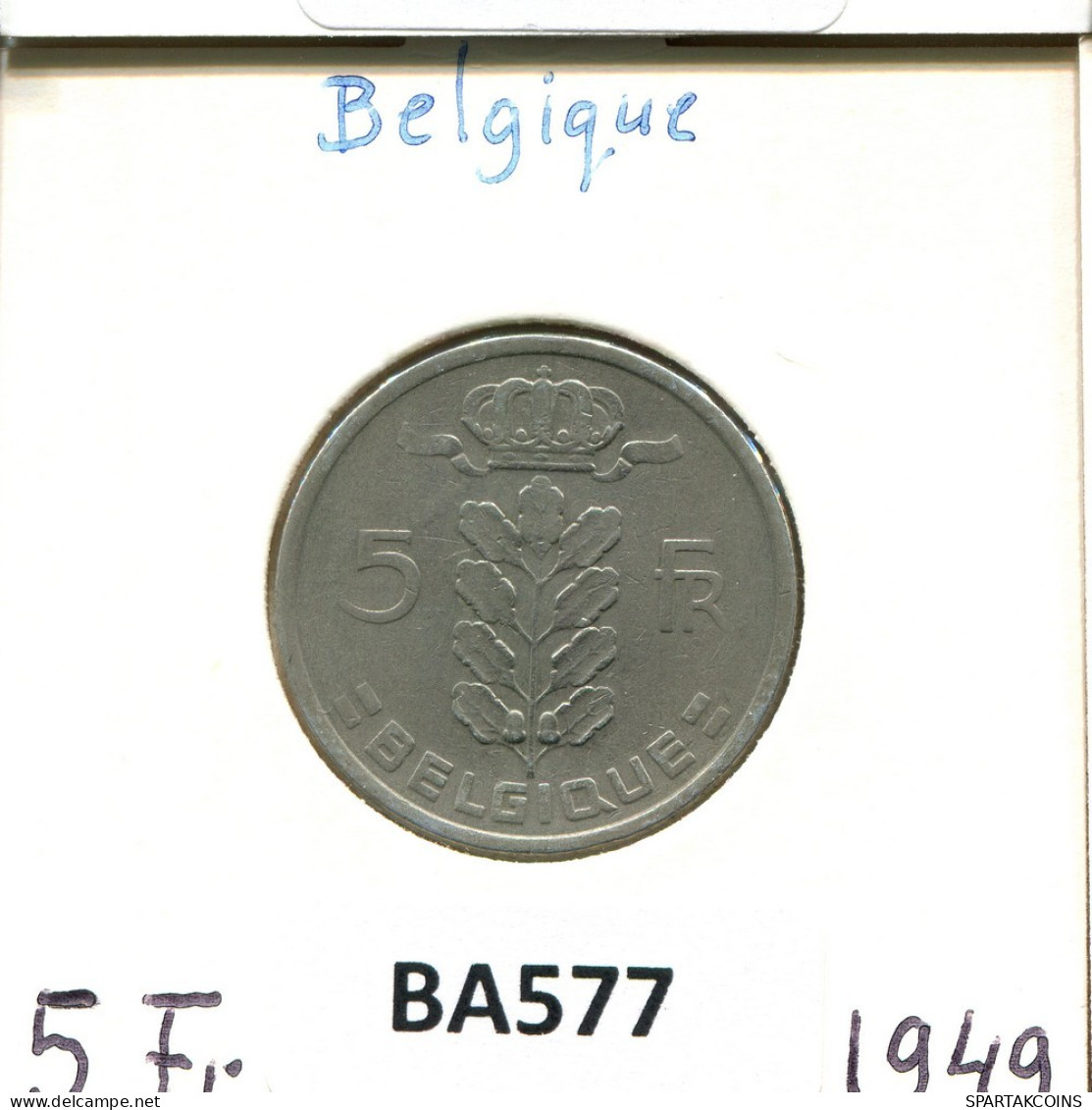 5 FRANCS 1949 Französisch Text BELGIEN BELGIUM Münze #BA577.D.A - 5 Franc