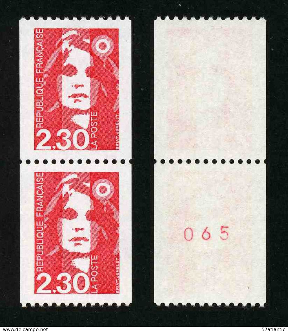 FRANCE - BICENTENAIRE BRIAT 2.30 - YT 2628 Et 2628a ** - TIMBRES DE ROULETTE EN PAIRE AVEC NUMERO ROUGE NEUFS ** - 1989-1996 Bicentenial Marianne