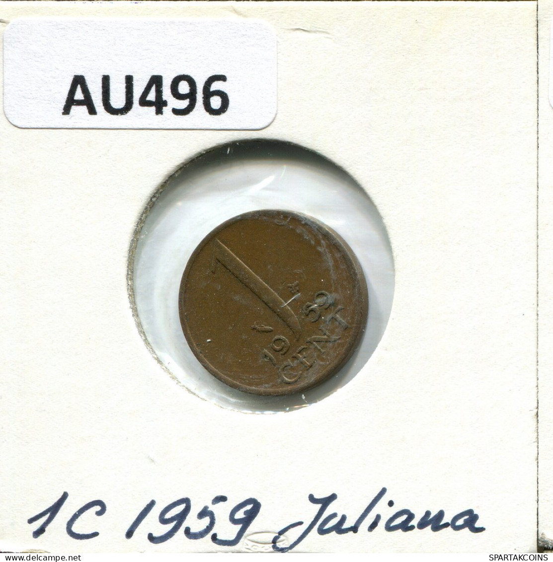 1 CENT 1959 NIEDERLANDE NETHERLANDS Münze #AU496.D.A - 1948-1980: Juliana