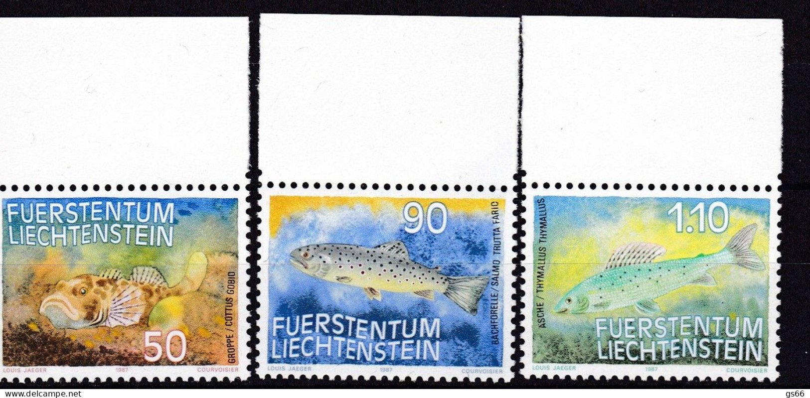 Liechtenstein, 1987, 922/24, Used Oo,  Fische - Oblitérés