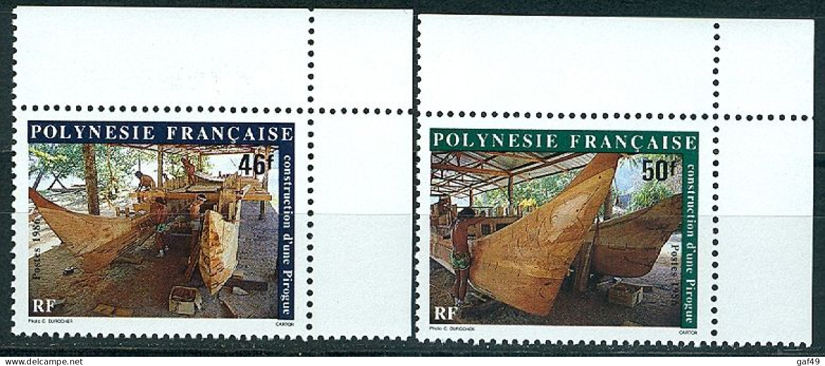 Polynésie N°Y&T 263 à 267  Folklore Construction D'une Pirogue Neufs Sans Charnière Très Frais 2 Scans - Nuovi