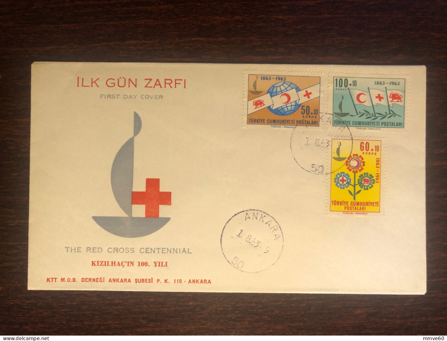 TURKEY FDC COVER 1963 YEAR RED CROSS RED CRESCENT HEALTH MEDICINE STAMPS - FDC