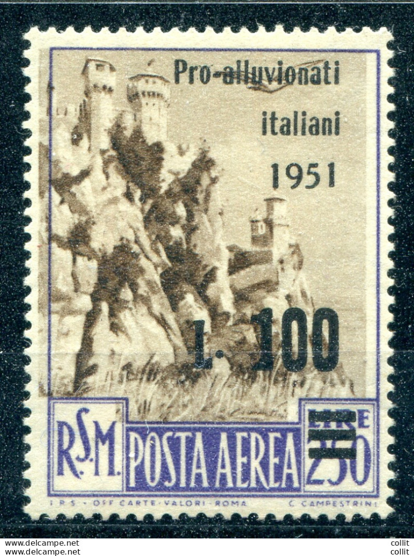 Pro Alluvionati Posta Aerea Lire 100 Stampa Del Fondo Spostata A Sinistra - Unused Stamps