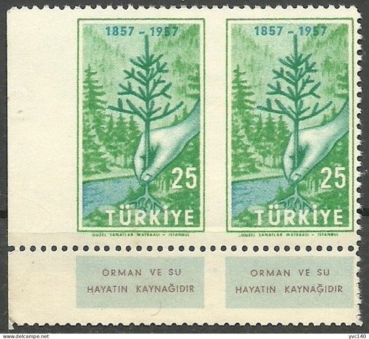 Turkey; 1957 Centenary Of The Instruction Of Forestry In Turkey ERROR "Partially Imperf." - Ungebraucht