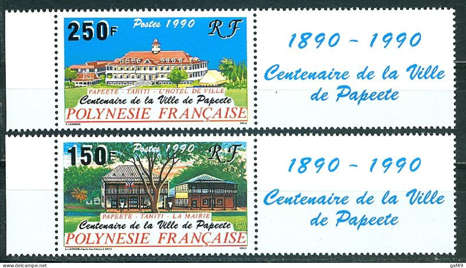 Polynésie N°Y&T 358 à 359 Centenaire De Papeete Neufs Sans Charnière Très Frais - Nuovi