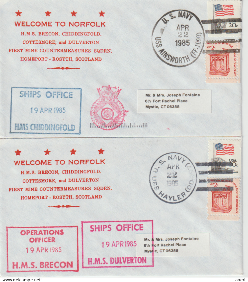 16032   WELCOME TO NORFOLK - 6 Enveloppes - BRITISH (3) ;  URUGUAY; GERMAN; US - Naval Post