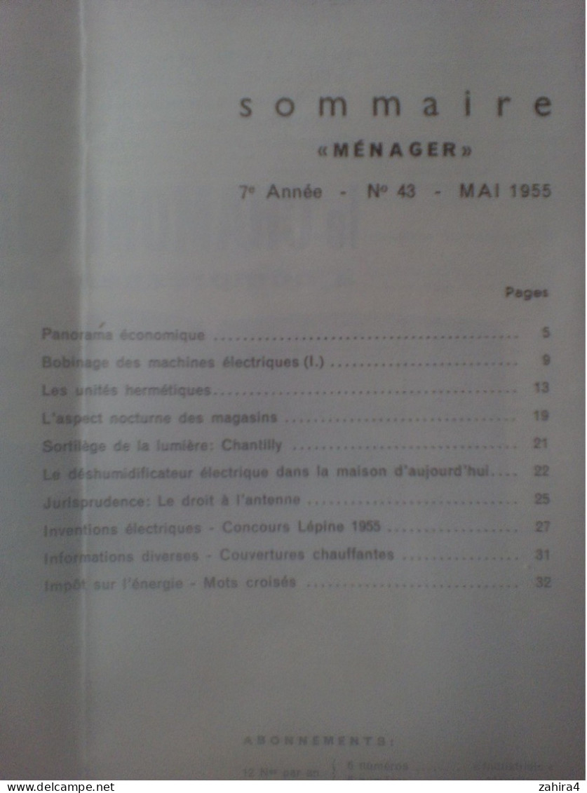 Electro Magazine Cfe N°43 Bobinage Machine électrique Unité Hermétique Vitrine Nocturne Chantill Lépine 1955 Inventions - Sonstige & Ohne Zuordnung