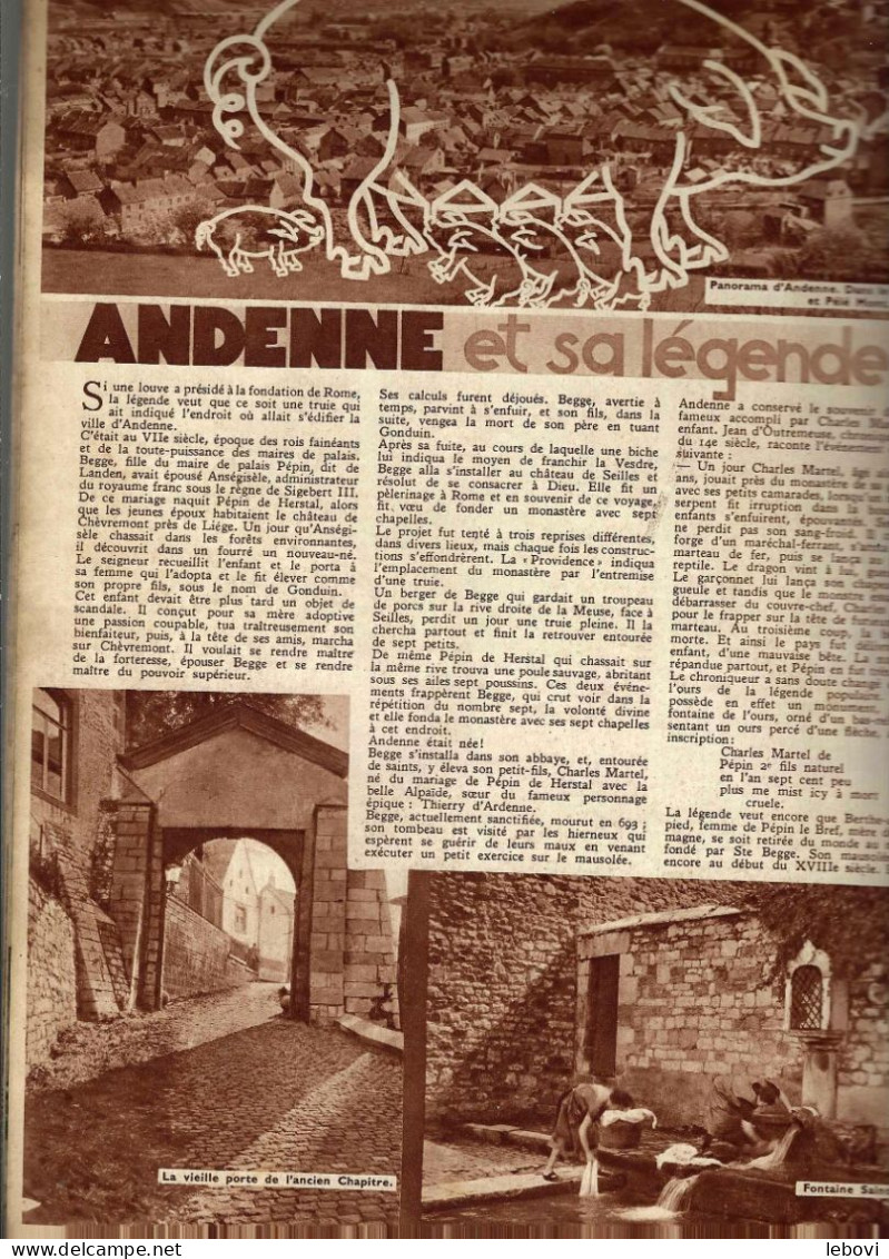 « ANDENNE Et Sa Légende» Article De 2 Pages (7 Photos) Dans « A-Z » Hebdomadaire Illustrée N° 12 (10/06/1934) - Belgique