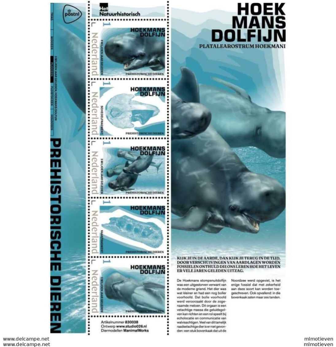 MTDR-BK2-127 MINT ¤ NETHERLANDS 2023 SHEET ¤ Prehistorische Animals - Hoekmans Dolfijn - Prehistorisch