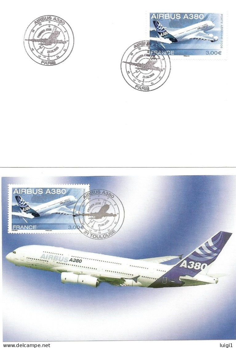 FRANCE 2006 - PA 69 . AIRBUS A380. Lot : Bloc De 4 TP + Carte Postale Et Enveloppe 1er Jour. Vendu Prix Faciale.TB - 1960-.... Postfris