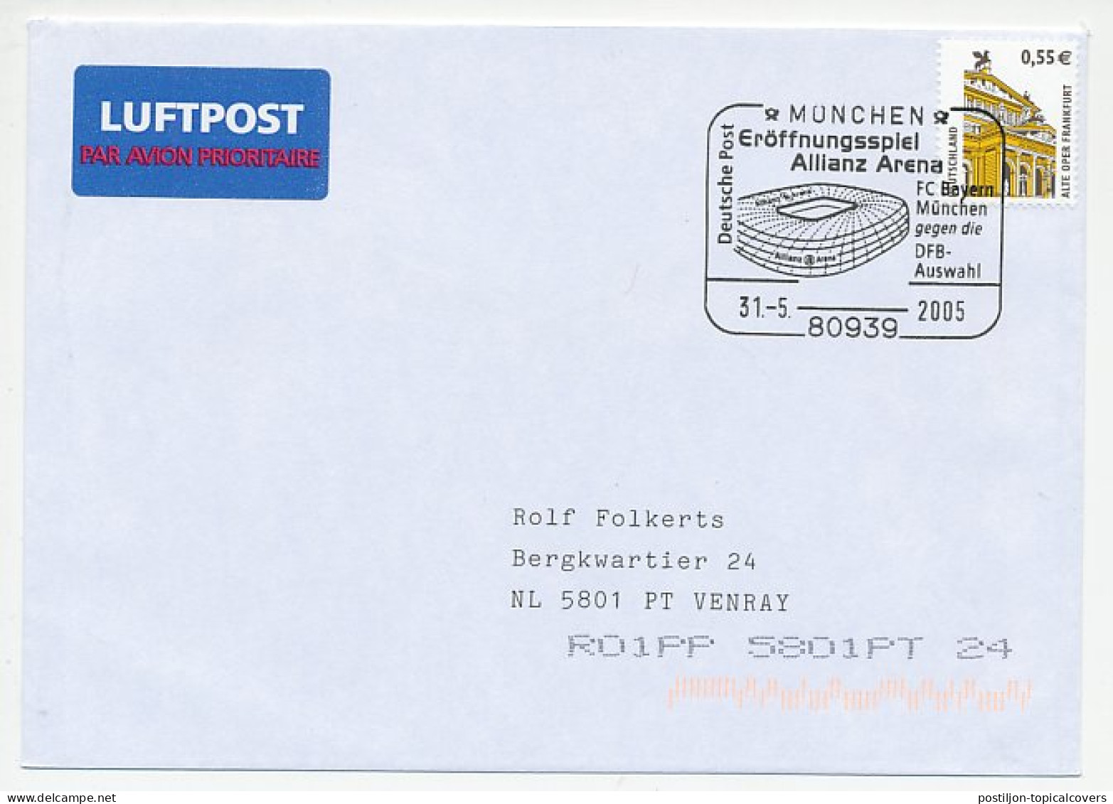 Cover / Postmark Germany 2005 Football Stadion - FC Bayern Munchen - Allianz Arena - Other & Unclassified