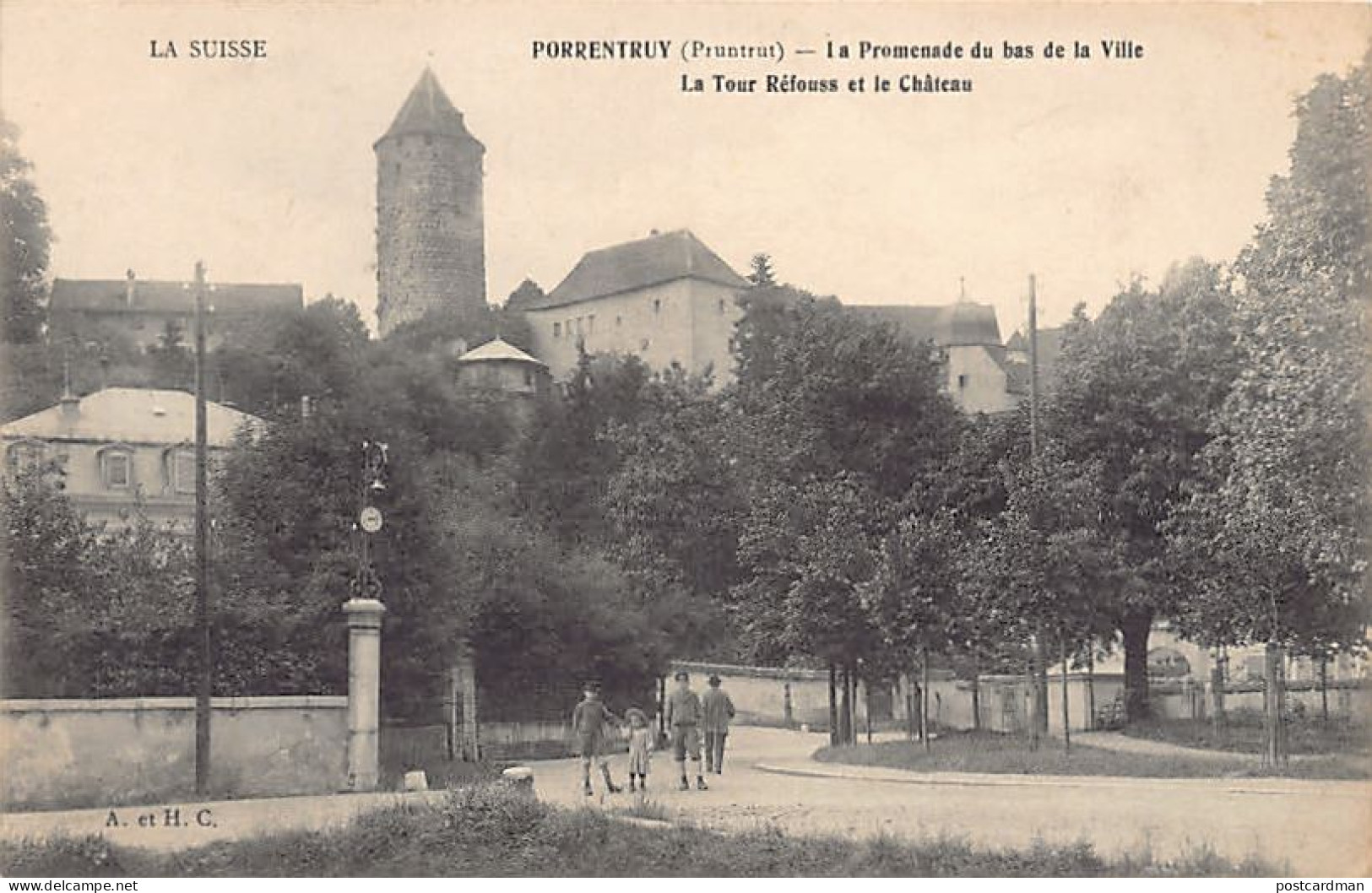 Suisse - Porrentruy (JU) Promenade En Bas De La Ville - Tour Réfouss - Château - Ed. A. Et H.C.  - Porrentruy