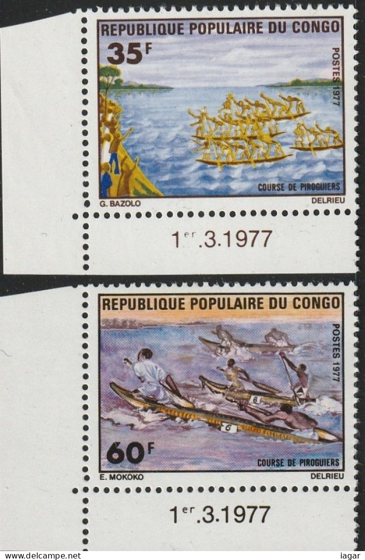 THEMATIQUE  FOLKLORE:  COURSES DE PIROGUIERS. SUJETS DIVERS   2v COIN DATE   -   CONGO - Otros & Sin Clasificación