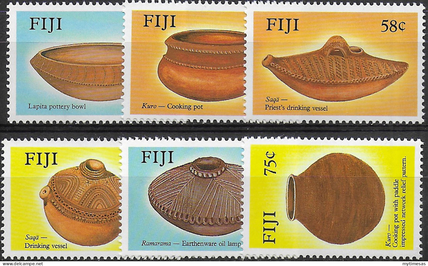 1988 Fiji Ancient Pottery 6v. MNH SG. N. 772/77 - Autres & Non Classés