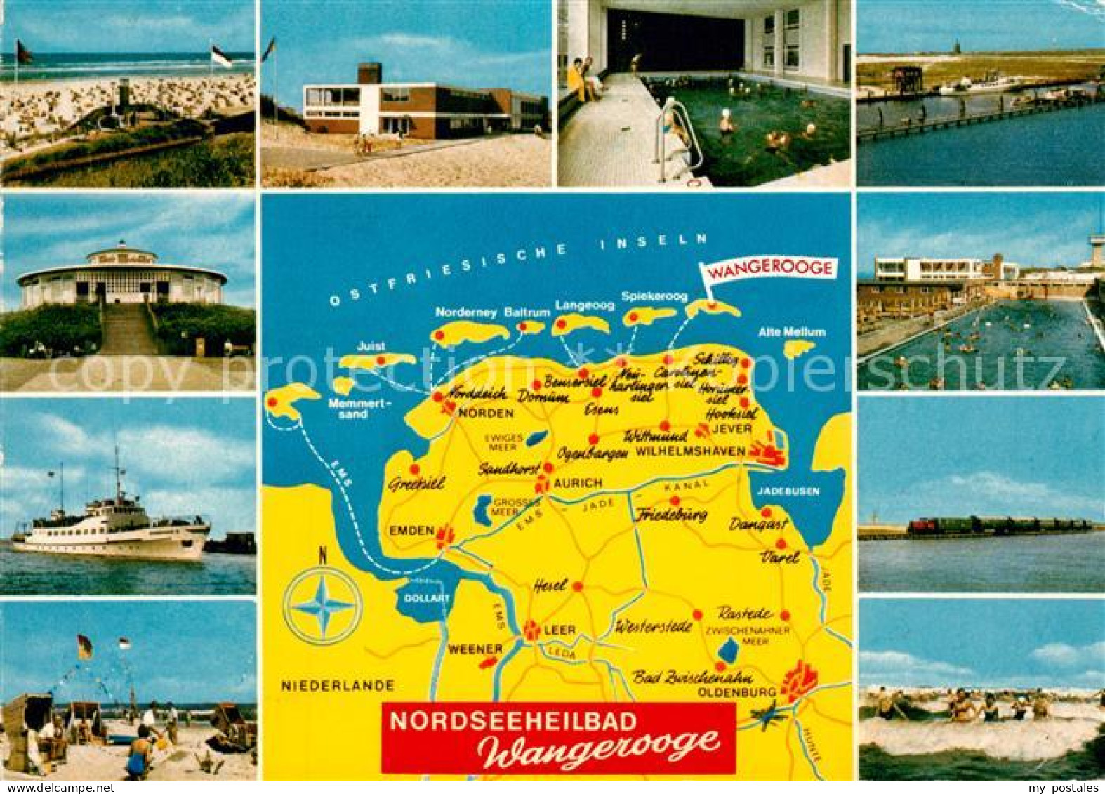 73296638 Wangerooge Nordseebad Strand Cafe Faehre Inselbahn Freibad Wellenbad Ha - Wangerooge