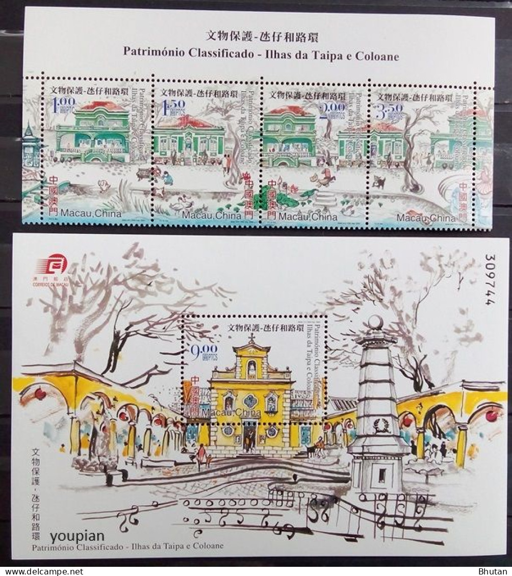 Macau 2003, Cultural Heritage - Architecture Of Taipa And Coloane, MNH S/S And Stamps Strip - Ungebraucht