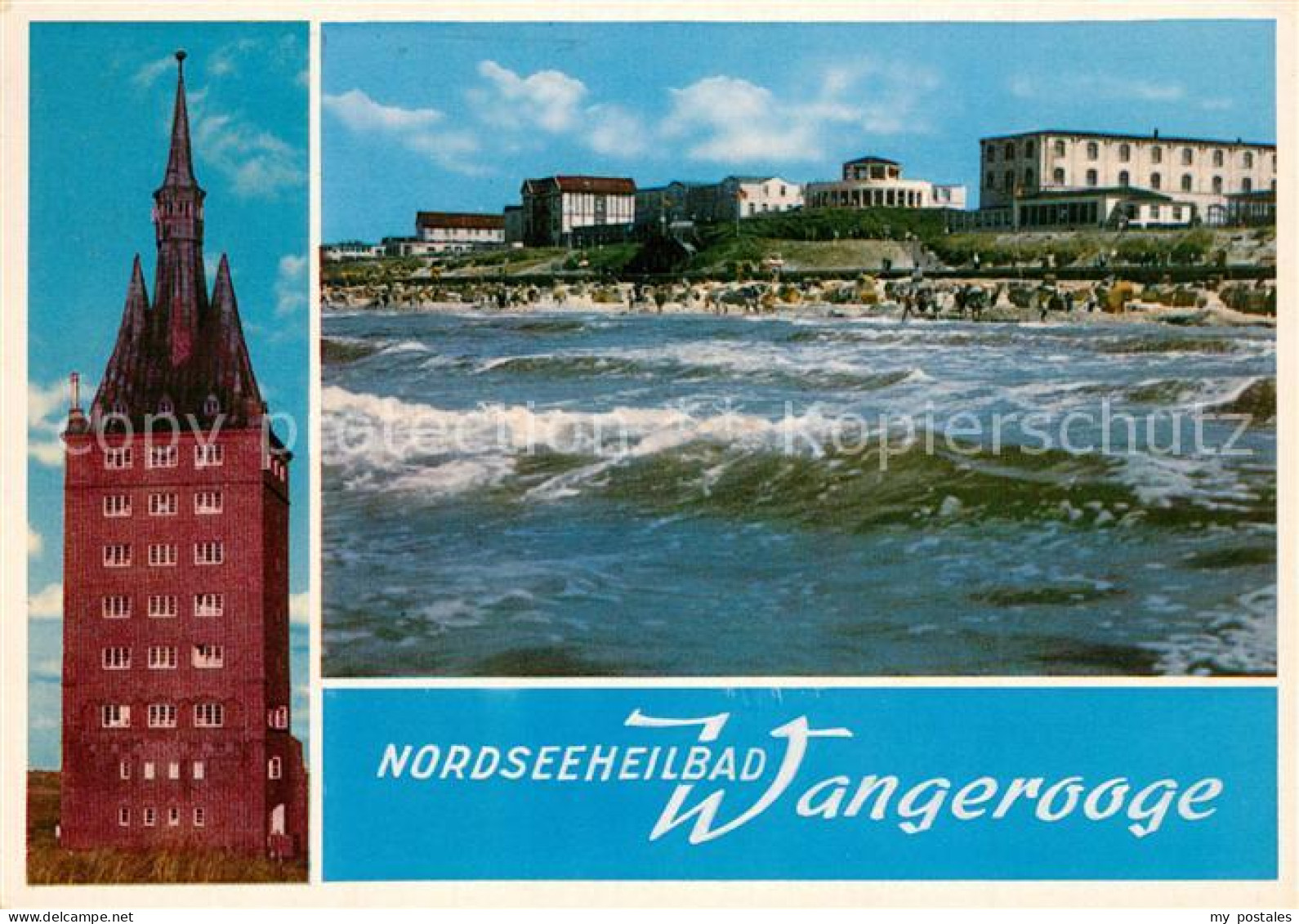 73296292 Wangerooge Nordseebad Westturm Blick Zum Strand Vom Meer Aus Brandung W - Wangerooge