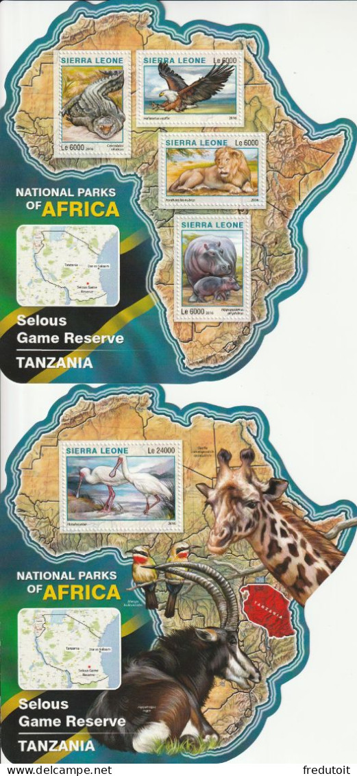 SIERRA LEONE - N°5977/80+BLOC N°954 ** (2016) Animaux : Réserve De Chasse De Selous - Sierra Leone (1961-...)