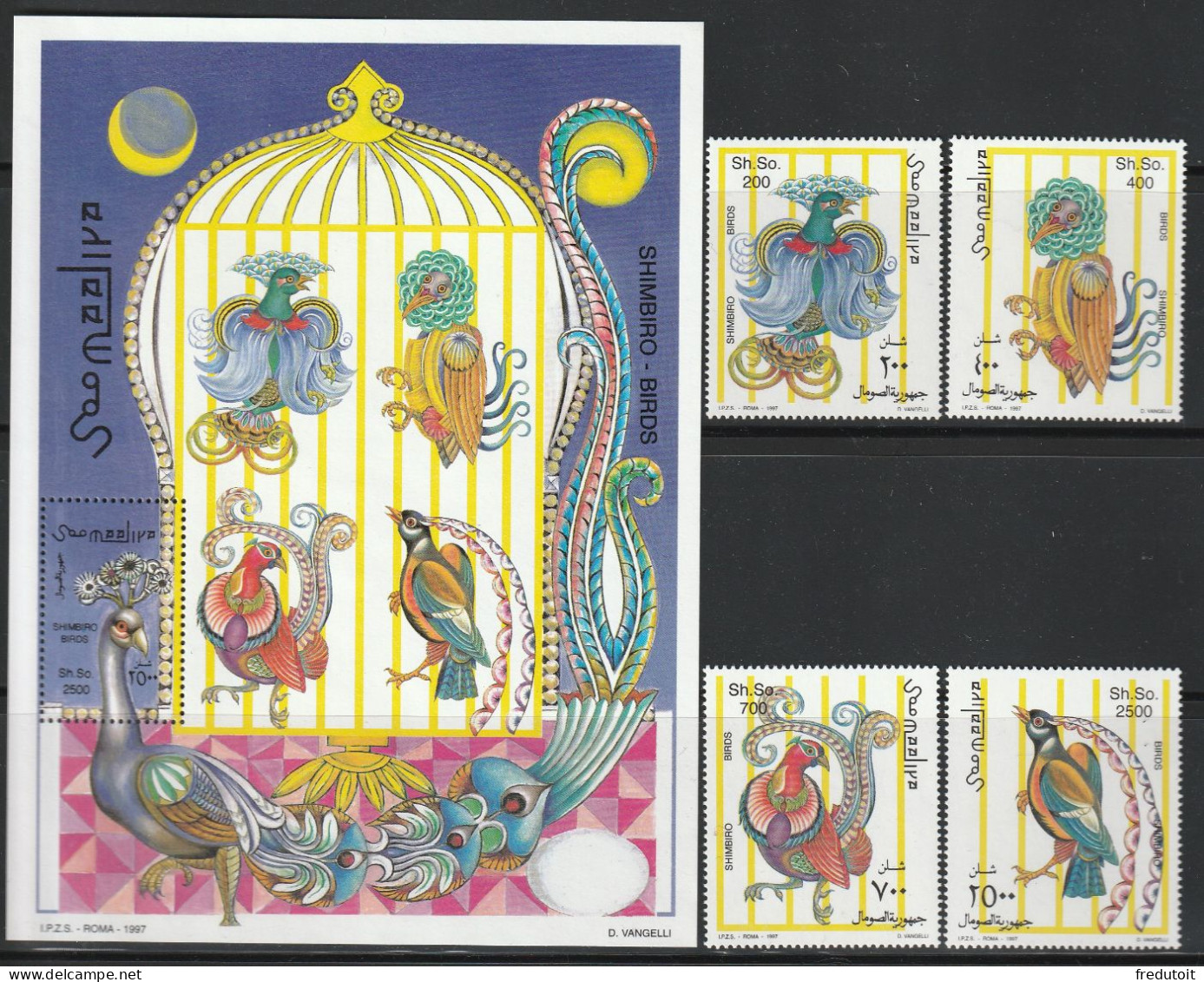 SOMALIE - N°563/5+BLOC N°41 ** (1997) Oiseaux - Somalië (1960-...)