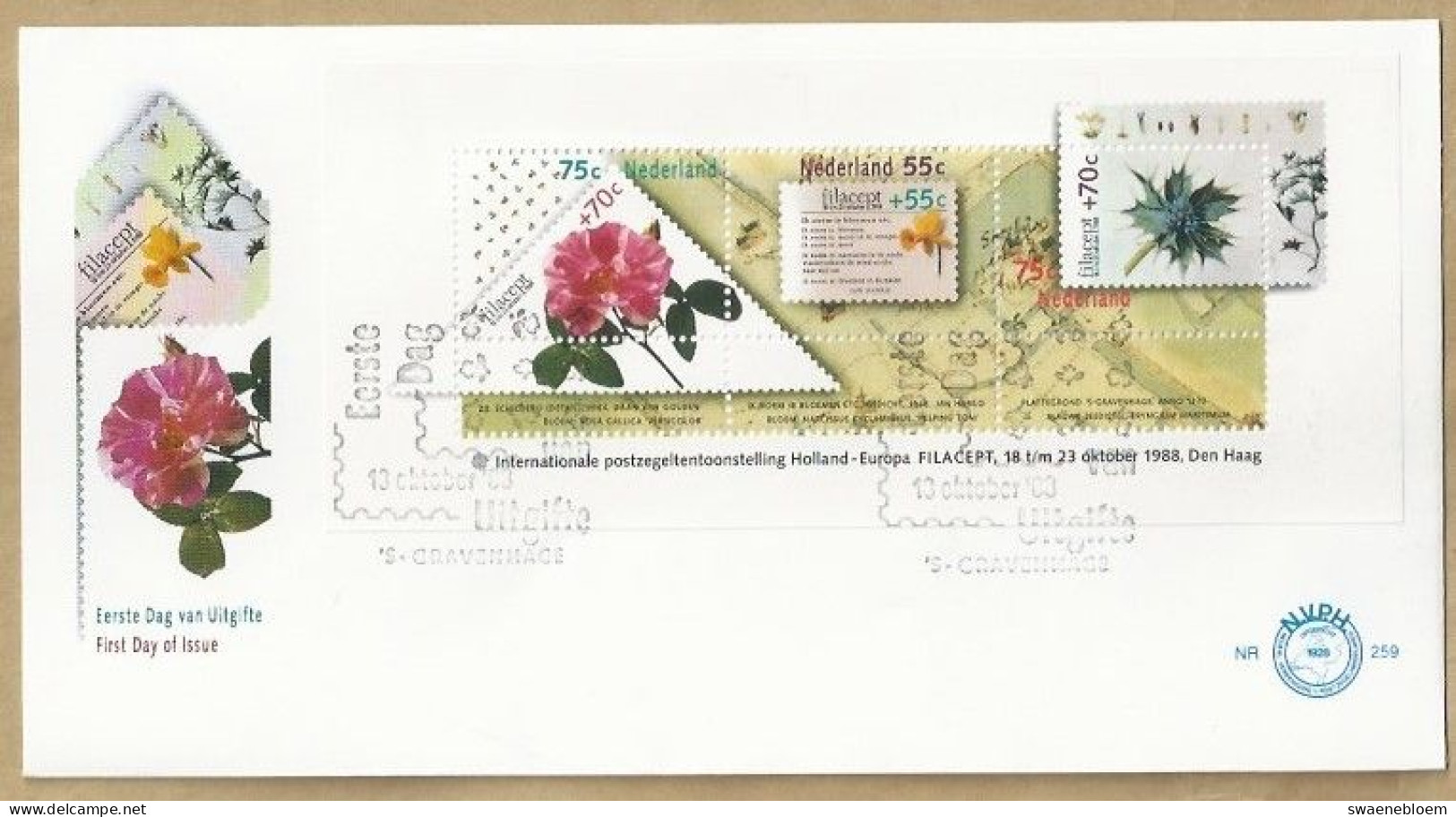 NL.- FDC. NVPH Nr. 259. EERSTE DAG VAN UITGIFTE. FIRST DAY OF ISSUE. 18-10-1988. HOLLAND - EUROPA FILACEPT. DEN HAAG. - FDC