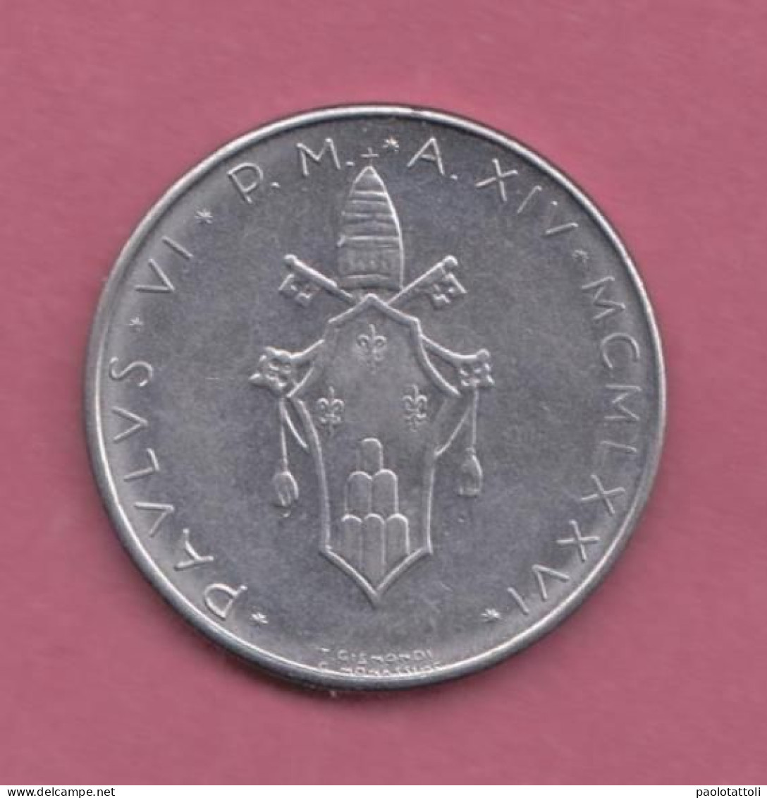 Vaticano, 1976-100 Lire- Stainless Steel-  Pope Paulus VI- Obverse The Arms Of Pope . - Vatican