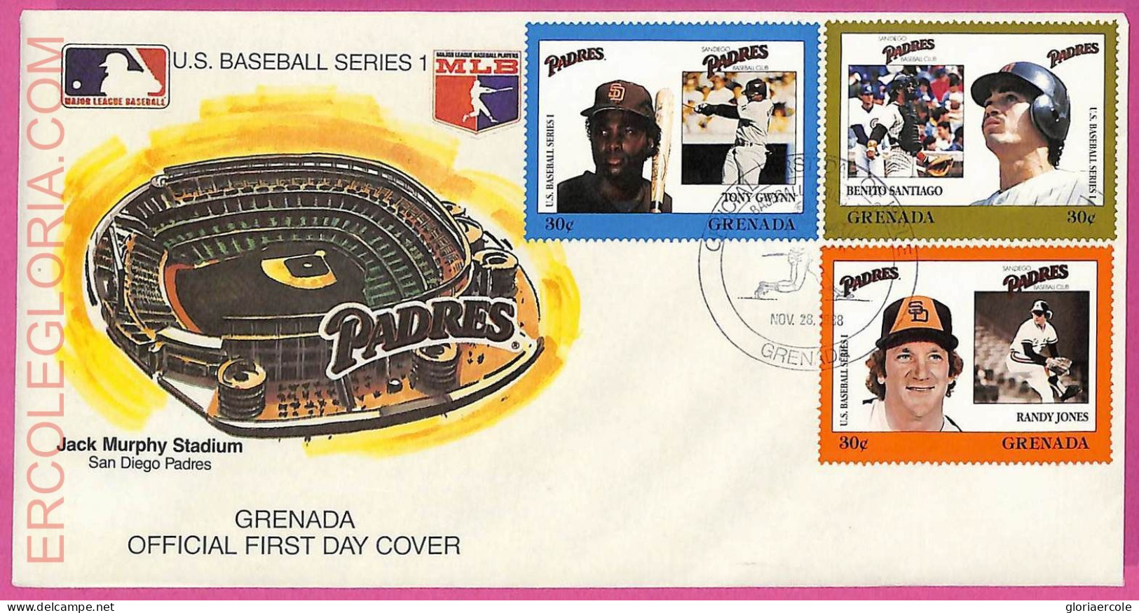 Ag1577 - GRENADA - Postal History - FDC COVER - 1988 BASEBALL - Baseball