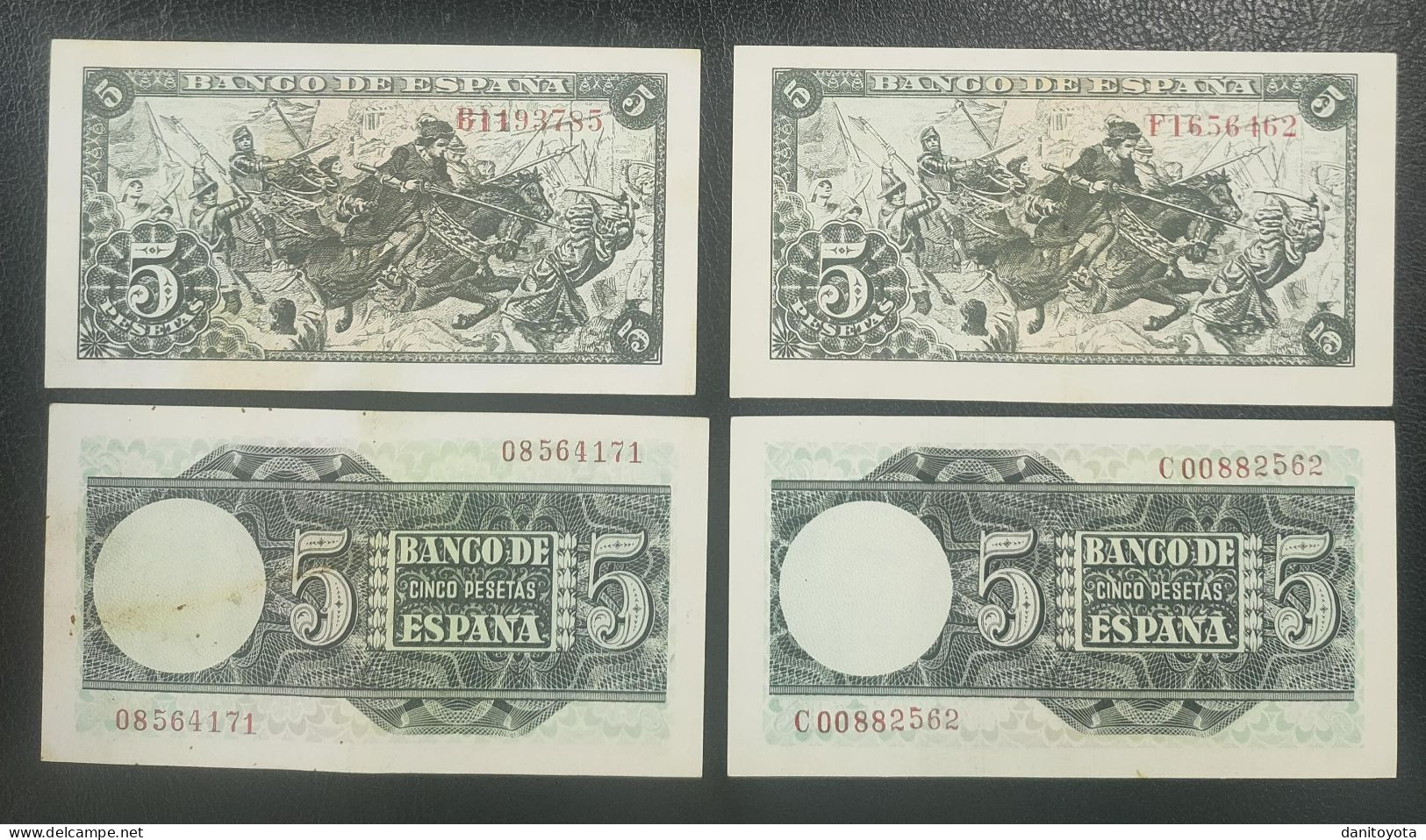 ESPAÑA. LOTE DE 4 BILLETES DE 5 PTAS PERIODO ESTADO ESPAÑOL. - 5 Pesetas