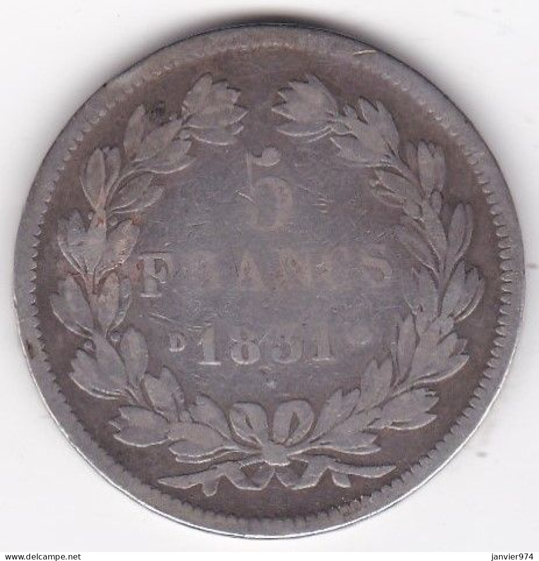 5 Francs 1831 D Lyon, Louis Philippe I, Tranche En Relief,  En Argent, Gad# 677a - 5 Francs
