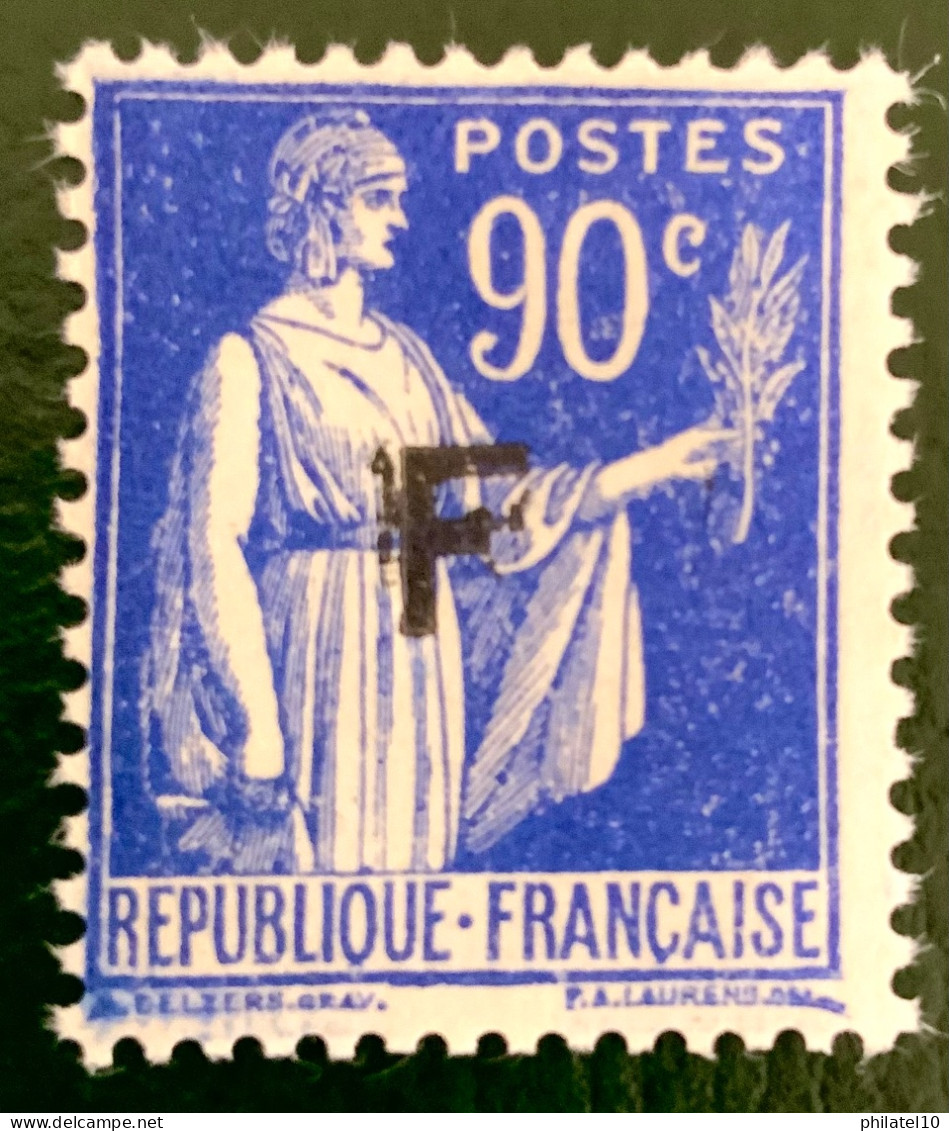 1939 FRANCE N 10 TYPE PAIX SURCHARGE F NOIR - NEUF** - Neufs