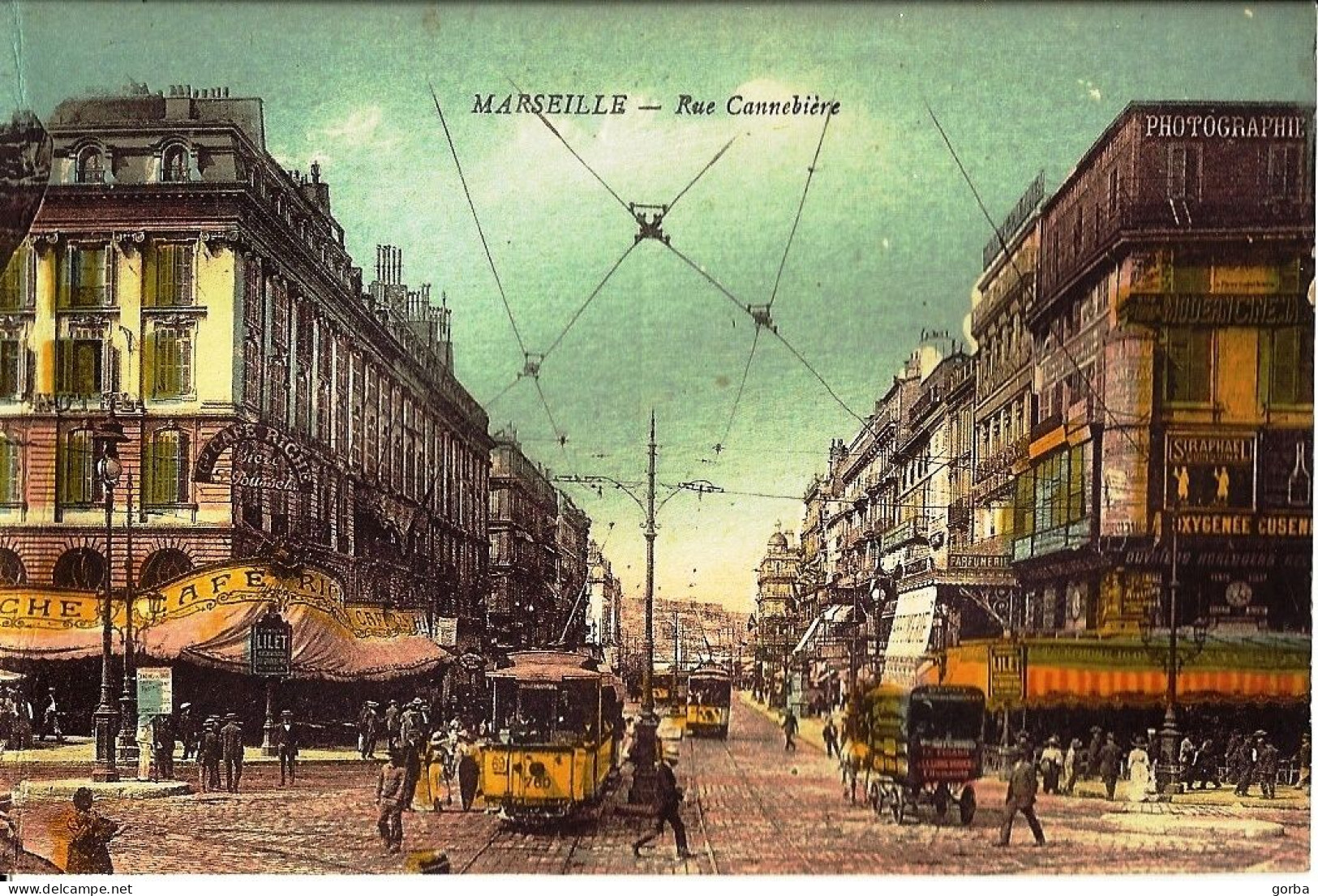 *CPA  - 13 - MARSEILLE - Rue Cannebière - Trams - Attelages - Très Animée - The Canebière, City Centre