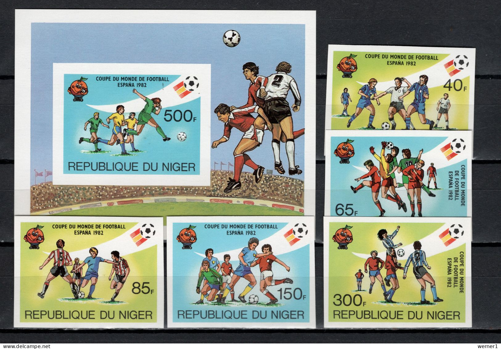 Niger 1981 Football Soccer World Cup Set Of 5 + S/s Imperf. MNH -scarce- - 1982 – Spain