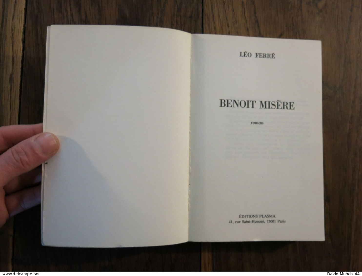 Benoit Misère De Léo Ferré. Editions Plasma, Paris. 1980 - Altri Classici