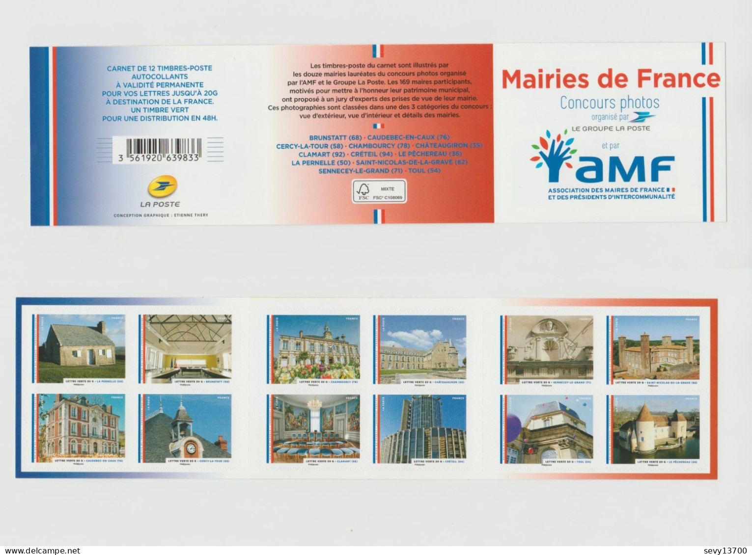 France 2015 Carnet Non Plié 12 Timbres Neuf Yvert Et Tellier N° BC 1202 Mairies De France - Gelegenheidsboekjes