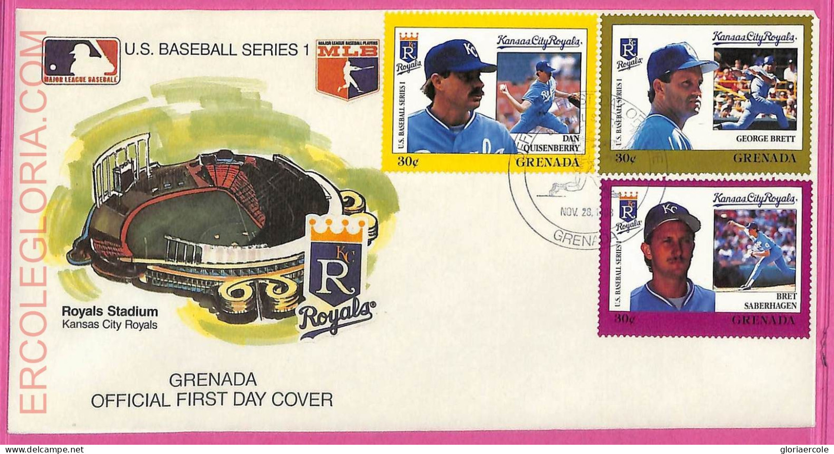 Ag1615 - GRENADA - Postal History - FDC COVER + Stamps On Card - 1988 BASEBALL - Baseball