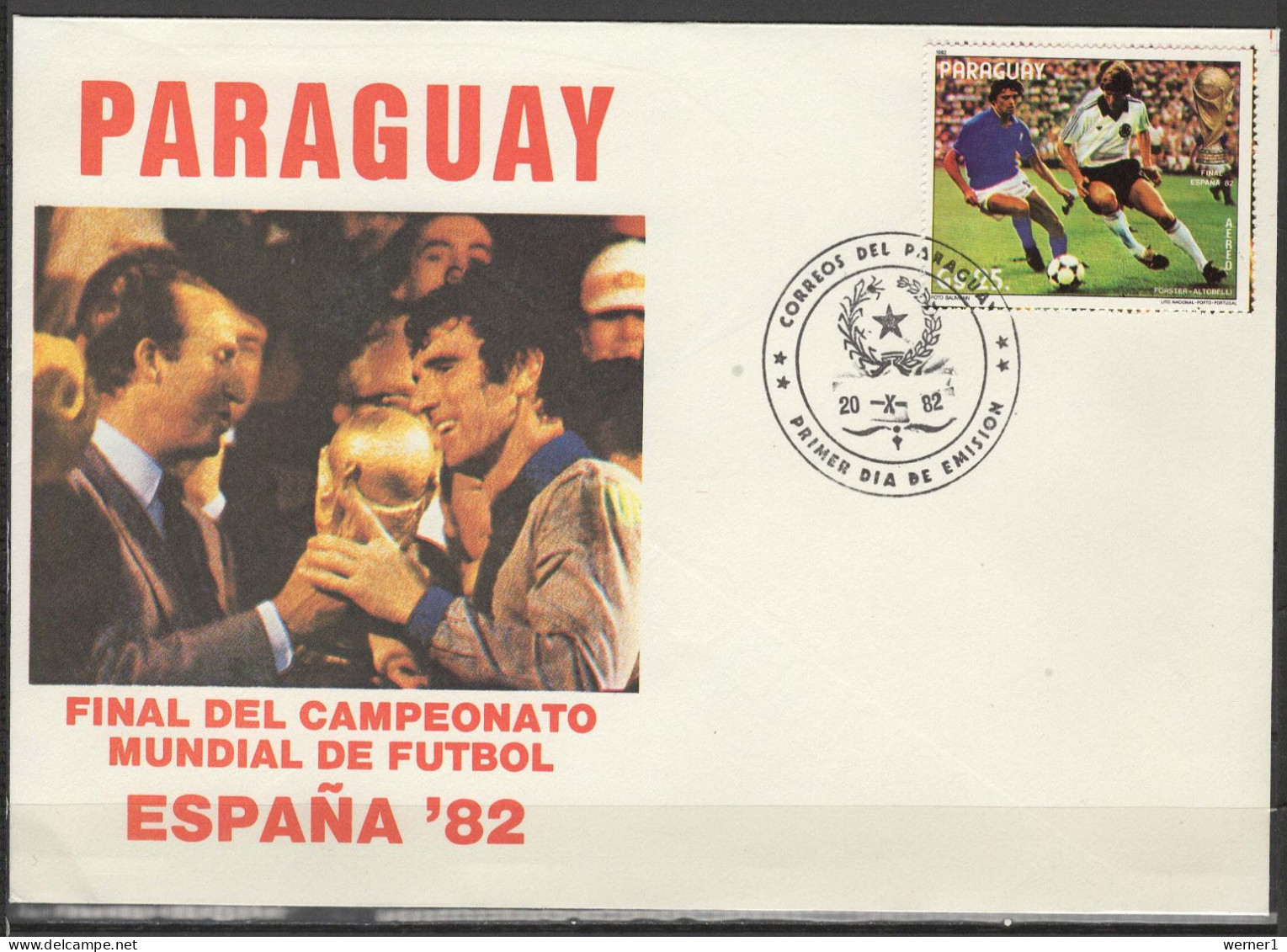 Paraguay 1982 Football Soccer World Cup Stamp On FDC - 1982 – Espagne