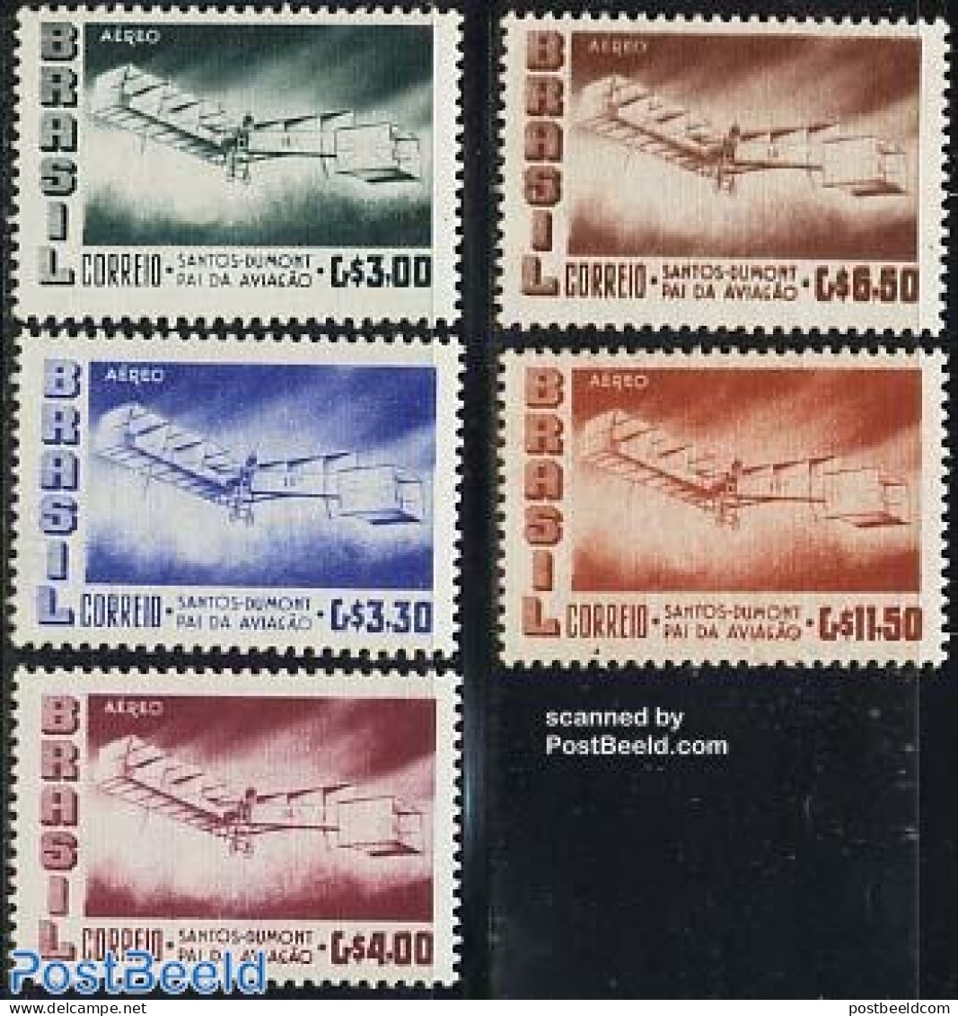 Brazil 1956 Dumont Flight 5v, Mint NH, Transport - Aircraft & Aviation - Unused Stamps
